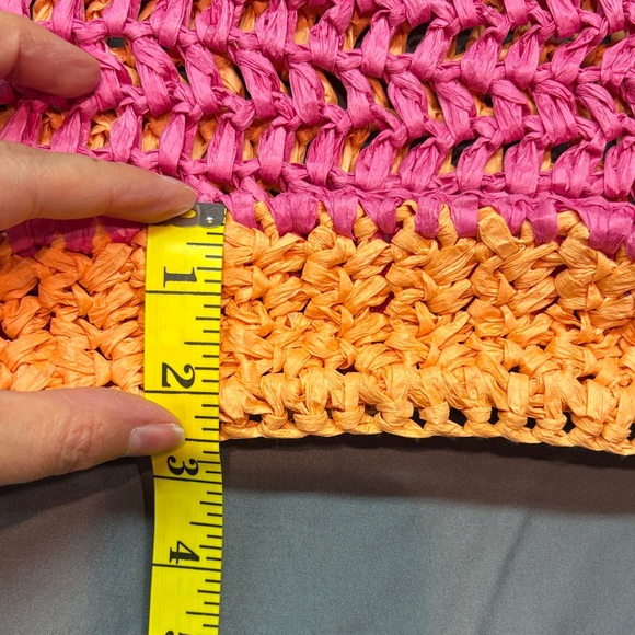 Women's Sunkissed Orange and Pink Crochet Tote Bag NWT - Picture 5 of 10